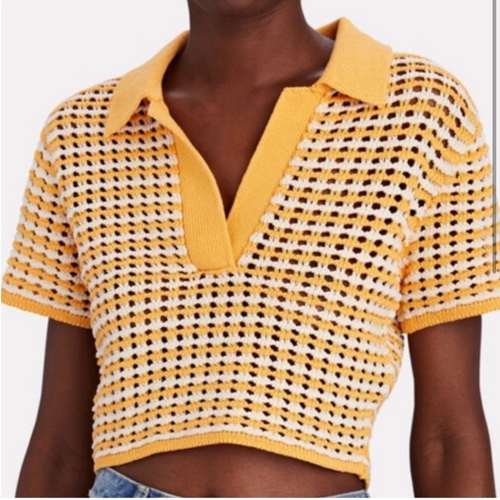 Derek Lam 10 Crosby 100% Cotton Crochet Polo/Sweater